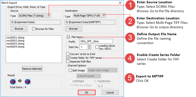 Batch Export DCIM to MPTIFF